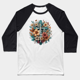 Faith Floral Cross Baseball T-Shirt